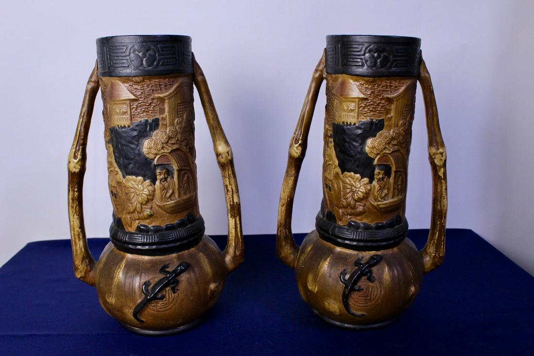 Pair of Early 20th Century Bretby Art Oriental Motif (1 of 11)