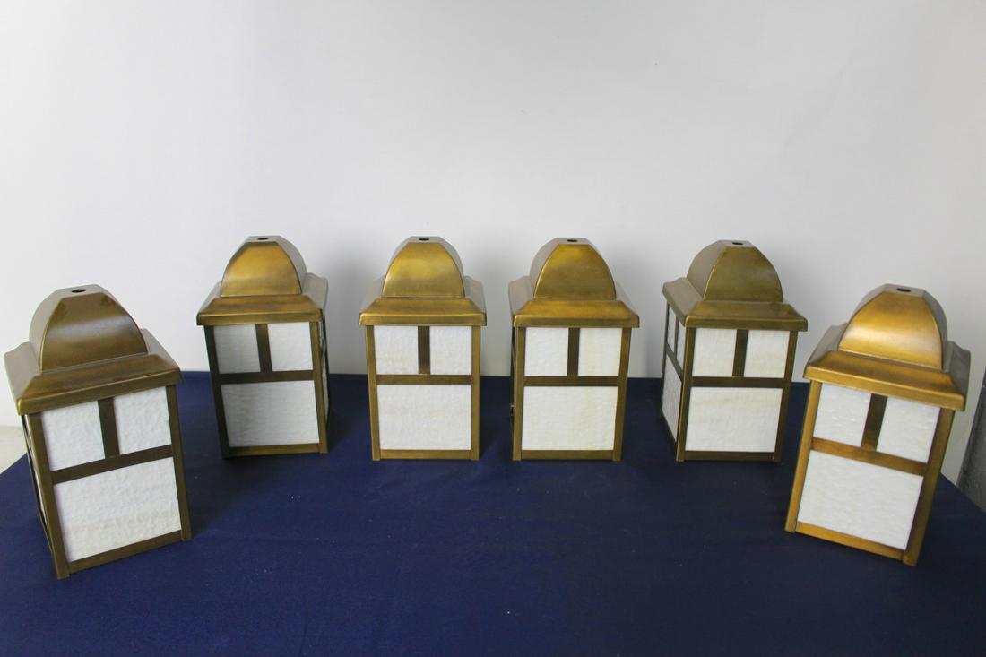 Square Arts and Crafts Lantern Shades with Olive Bronze Finish (1 of 8)