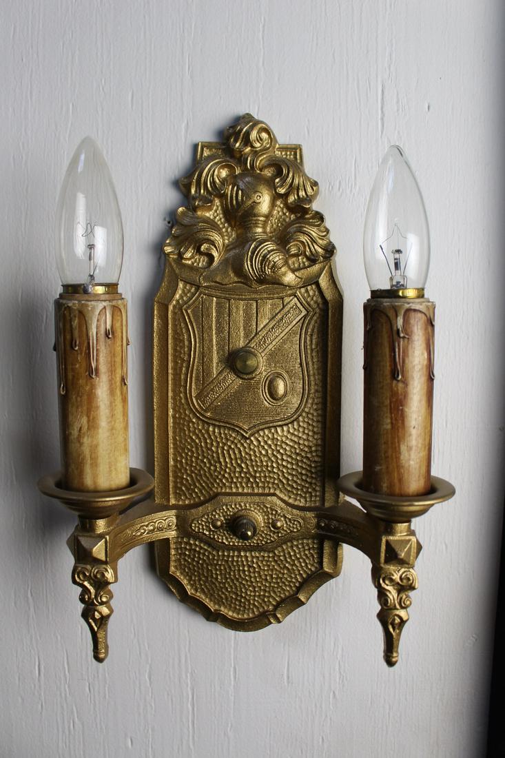 Double Arm Bronzed Knight Sconce (1 of 5)