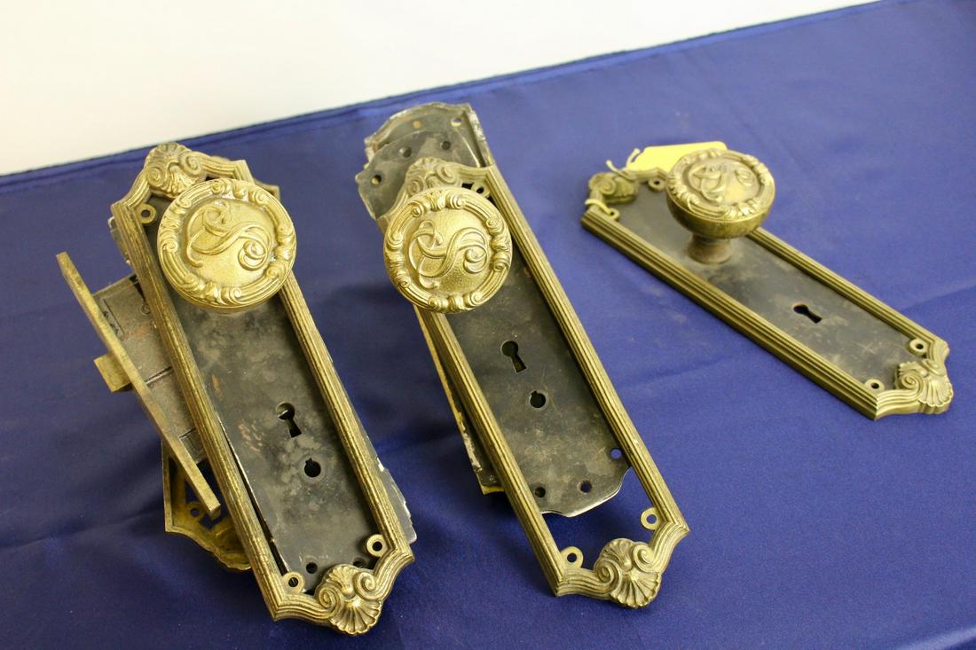 Set of Door Grips from La Salle Hotel: 2 1/2 Set of Door Grips from Las Salle Hotel. Elegant and unique design, 10.5"H x 2.8"W each