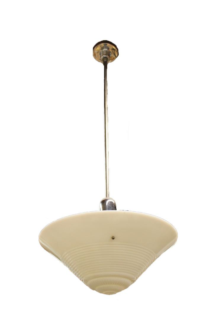 Large Art Deco Schoolhouse Shade on Original Nickel Plated Fittings (1 of 6)