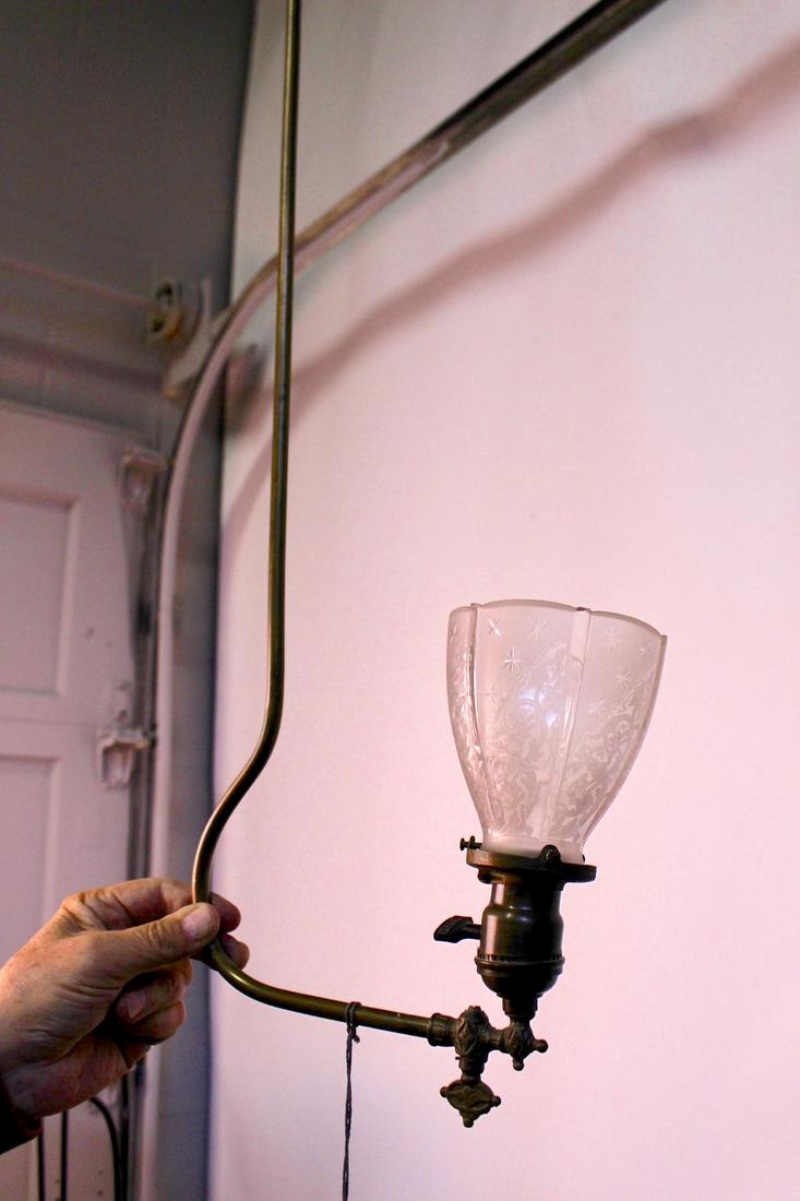 Rare Industrial Converted Gas-Electric Pendant with Original Shade (1 of 8)