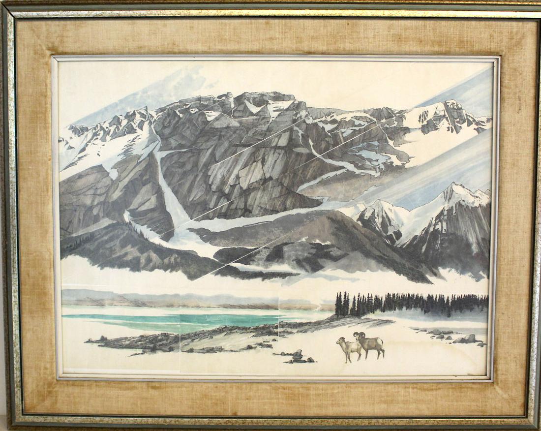 David Lam Painting, "Tall Grey Wall".: Original. David Lam was born in Hong Kong in 1932 and has been an active artist in Canada since he emigrated in 1965. He had been an artist and arts administrator in Hong Kong during the development o