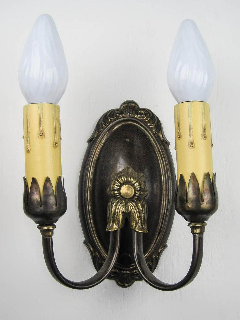 Pair of Double Wall Sconces with Candle Tapers (1 of 6)