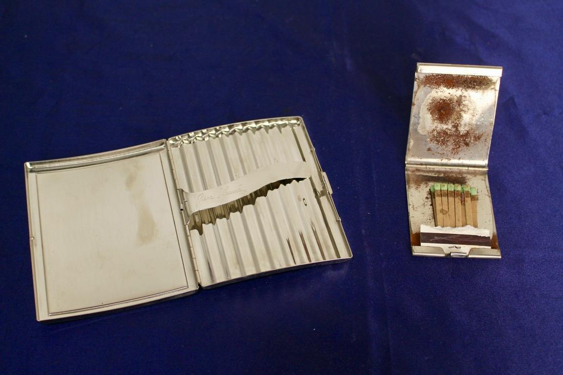 Antique Sterling Silver Cigarette Case and Match box. (1 of 8)