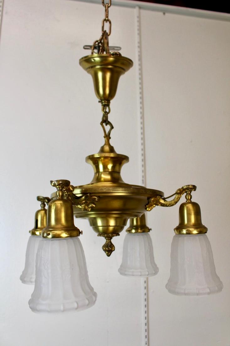 Original Pan Light Fixture with Frosted White Glass Shades (1 of 11)