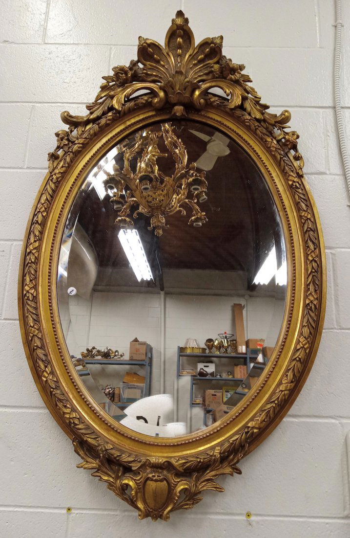 Parisian 19th Century Louis XV Style Gilt Oval Shaped Mirror (1 of 11)