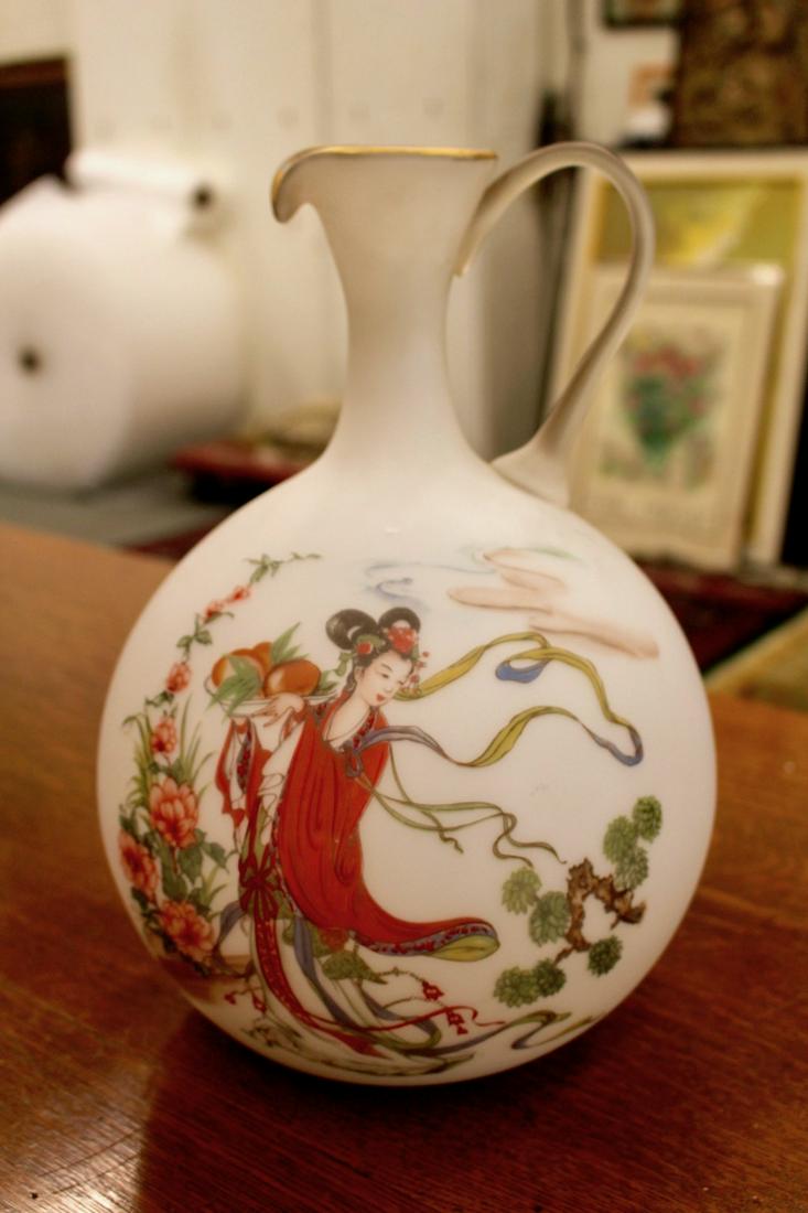 Chinese Hand Painted Figure Handled Vase or Pitcher (1 of 8)