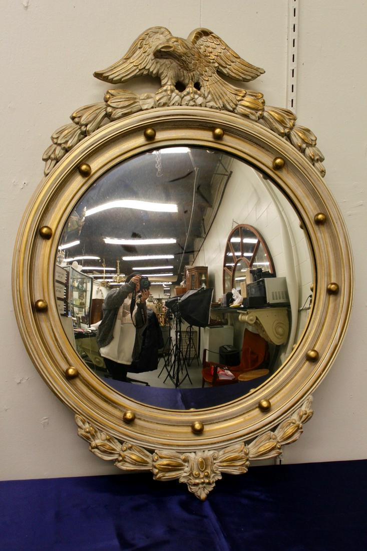 Antique Ornate Oval Framed Wall Mirror with Eagle (1 of 6)