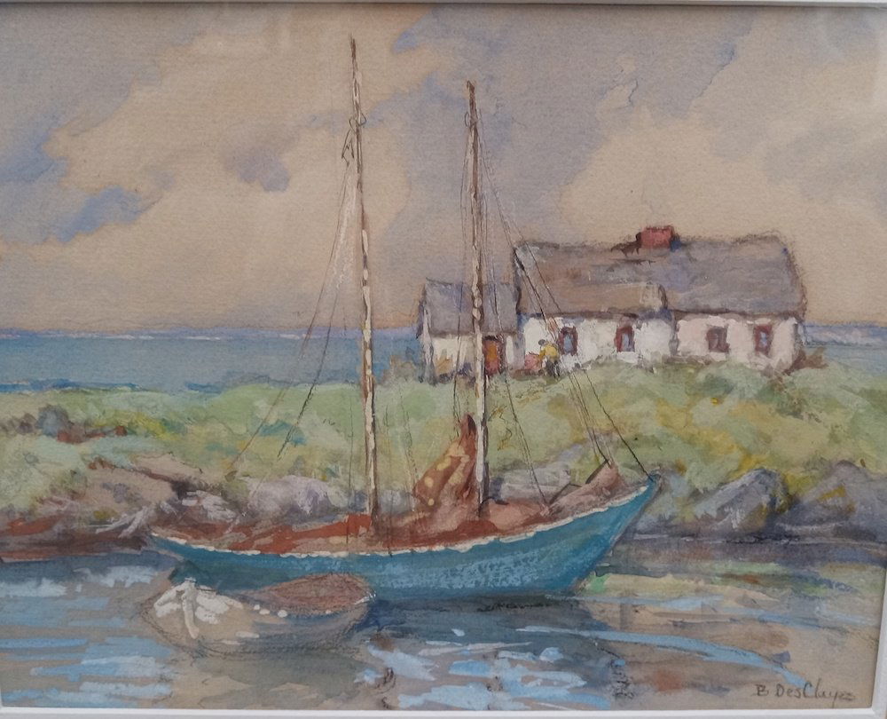 Berthe Des Clayes Works on Papers Three Nautical Scenes: Three Nautical Scenes works on papers by Berthe Des Clayes. Copyright 1988. Signature on the bottom right. Artworks measures 9"x 6", 8" x 10", 7" x 6".