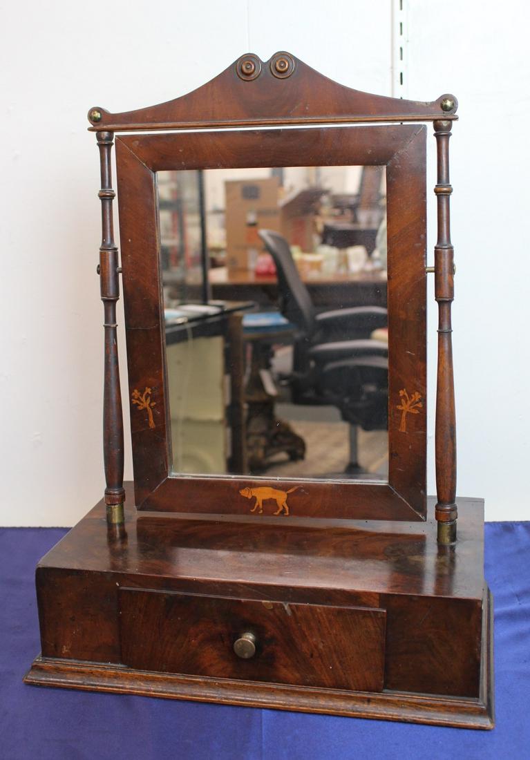 Circa 1830 American Decorative Dressing Mirror with Dog and Flowers (1 of 11)