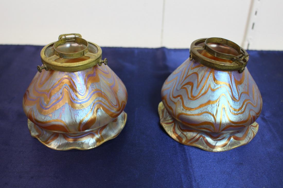Austrian Loetz Iridescent Art Glass Shades (1 of 13)