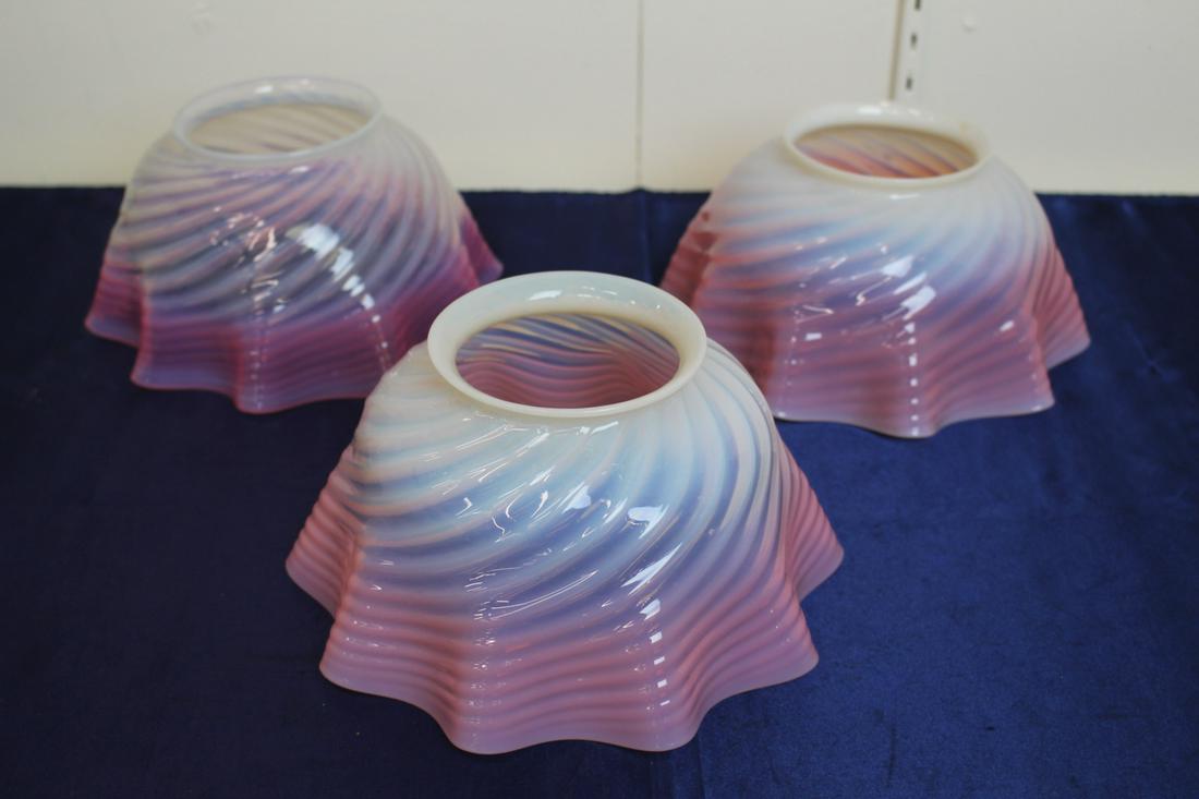 Matched Set of 3 Opal to Pink Swirl Gas Shades (1 of 12)