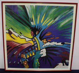 J. Whitehead Limited Edition Colour Lithograph: J.Whitehead Limited Edition Colour Lithograph titled "Spirits Dance with Me". Signed, Numbered, and Dated 1991. 27"W x 27"H