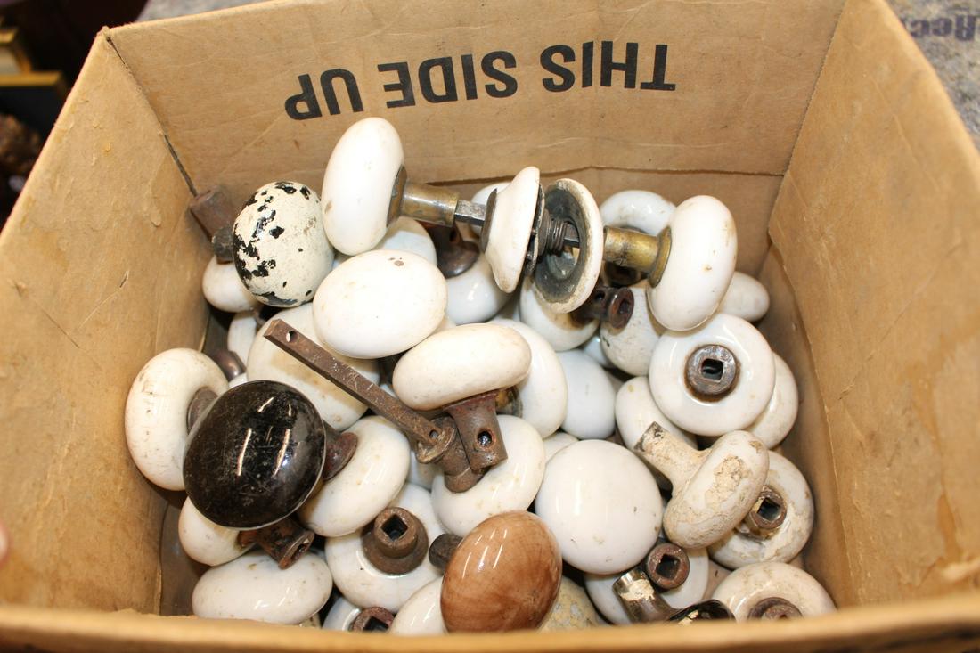 White Porcelain and Brown Bennington Door Knobs (1 of 2)