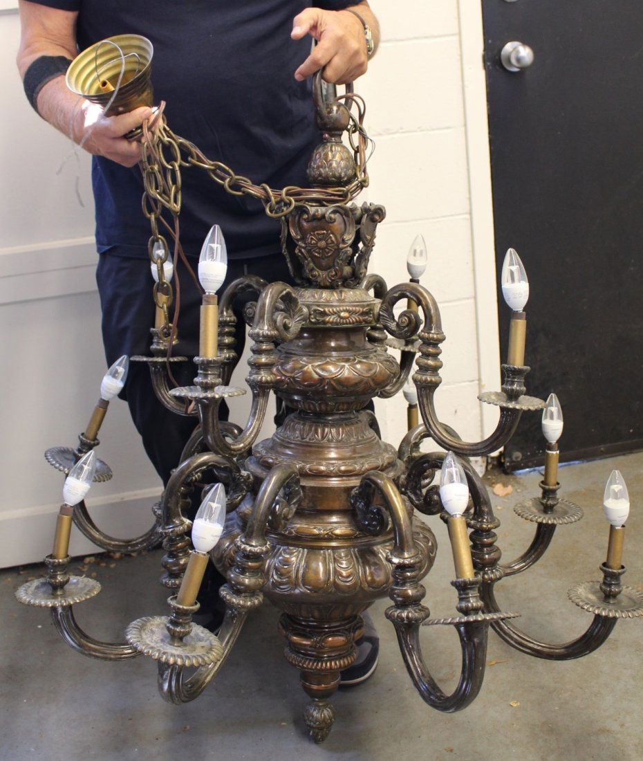 Circa 1910 Grand Foyer 12 Lights Chandelier from Vancouver Westside Mansion (1 of 13)