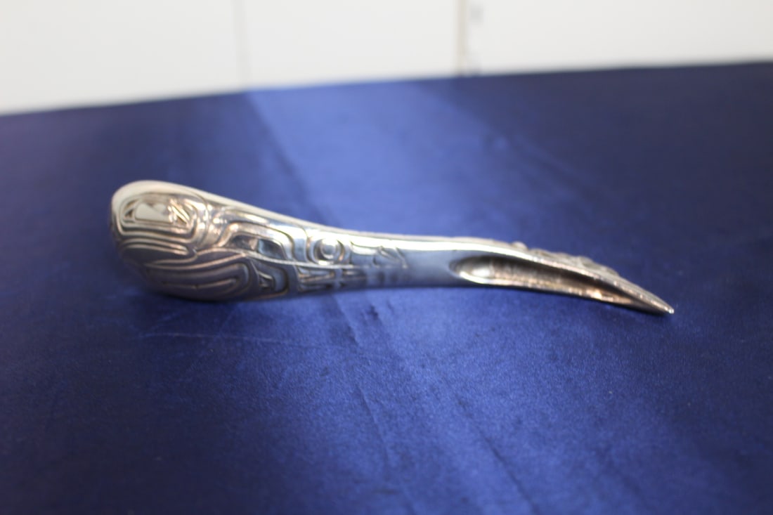 Boma Canada Pewter Carved Horn Salad or Serving Spoon with Pacific Northwest Coast First Nation (1 of 10)