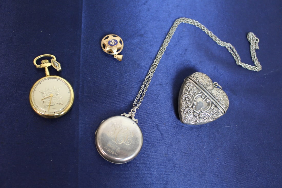 Assortment of Antique Sterling Silver and Gold Jewelry Pocket Watch Pendant (1 of 9)