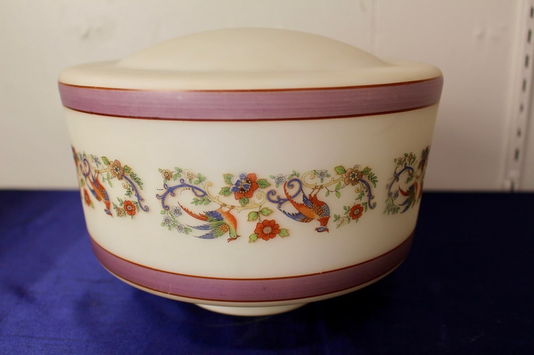 Circa 1930 Hand Painted Milk White Shade (1 of 7)