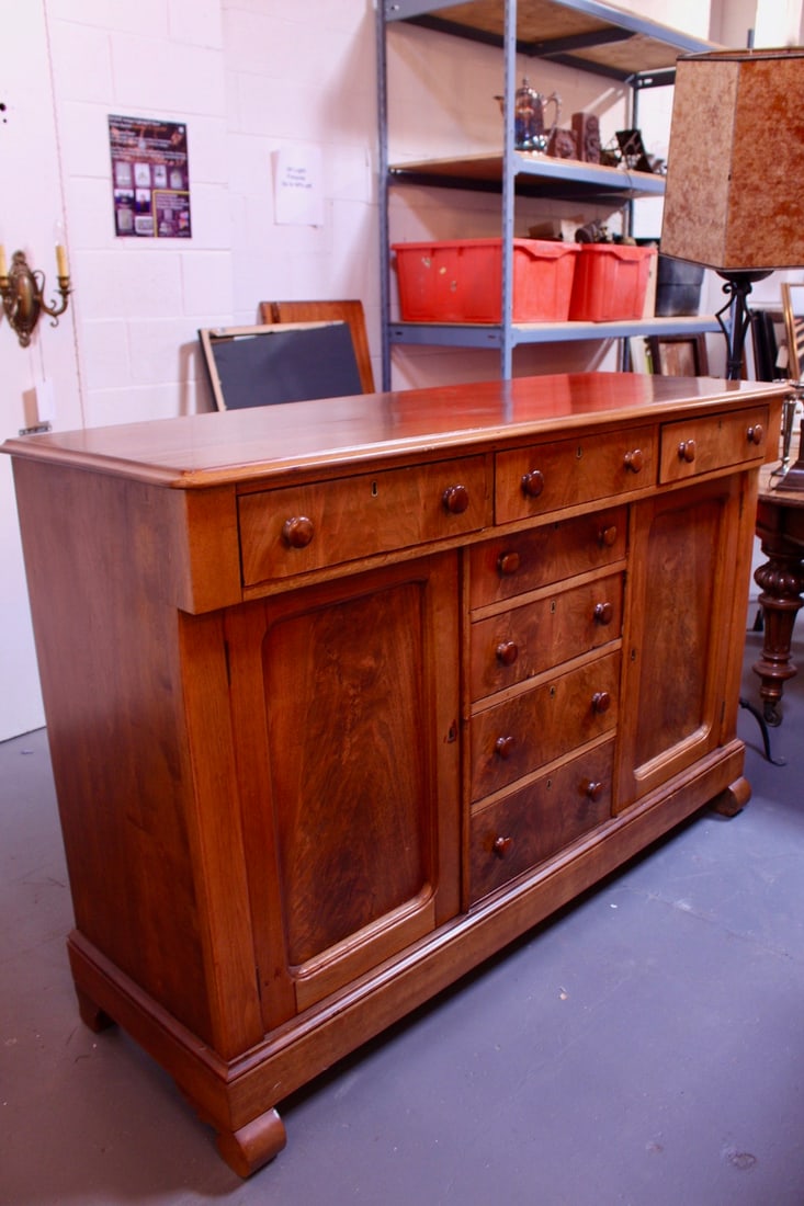 Antique Arts and Crafts Cherry Wood Sideboard: Antique Arts and crafts cherry wood sideboard in mint condition. Measures 58"W x 21"L x 41.5"H