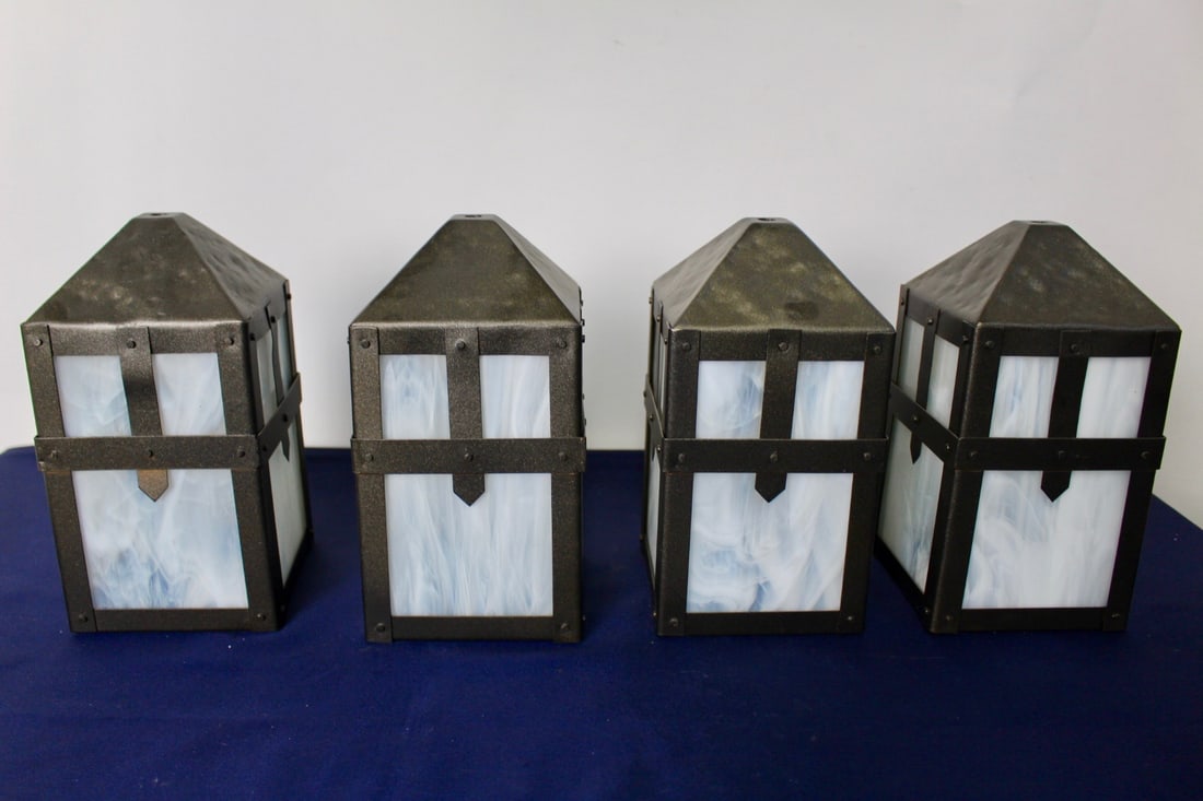 Arts and Crafts Square Shades with Marble Glass (1 of 7)