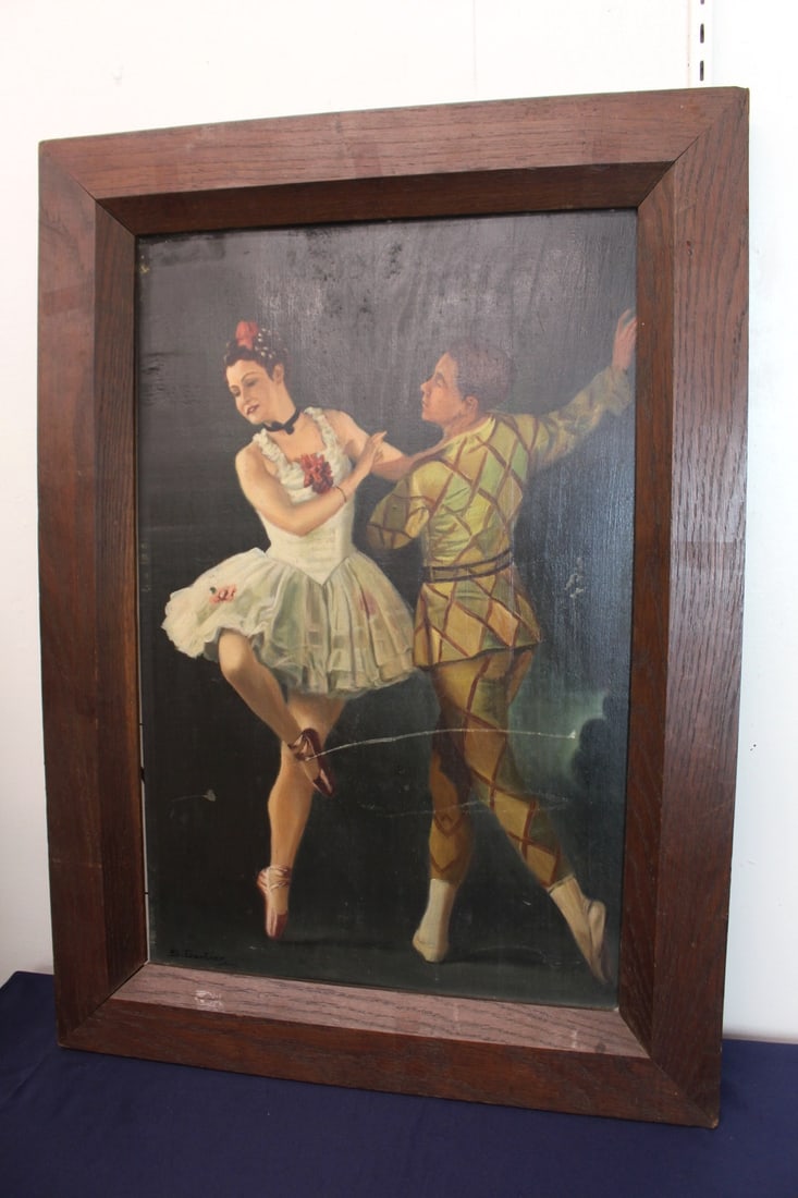 Vintage Oil Painting of Ballet Dancers Ballerina (1 of 8)