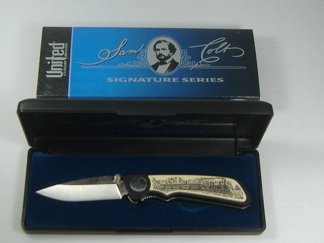 Vintage Sam Colt Signature Series Walker Pocket Knife: For auction, a truly remarkable piece of American history. A Colt Walker Model pocket knife. The knife's total length is approx. 6 inches with the open blade being about 3 inches. Comes in original Sa