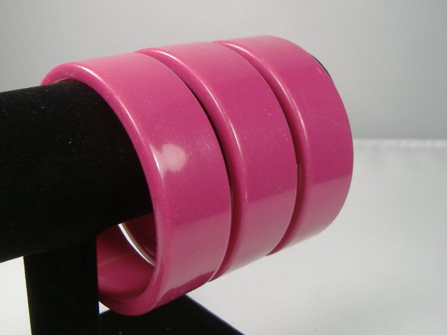 Set of 3 Vintage Lucite Bangle Bracelets: 3 Vintage Lucite Bangle Bracelets. Manufactured by Best Plastics of Providence RI in the 1970s. Measures approx. 2 3/4 inches at their maximum width