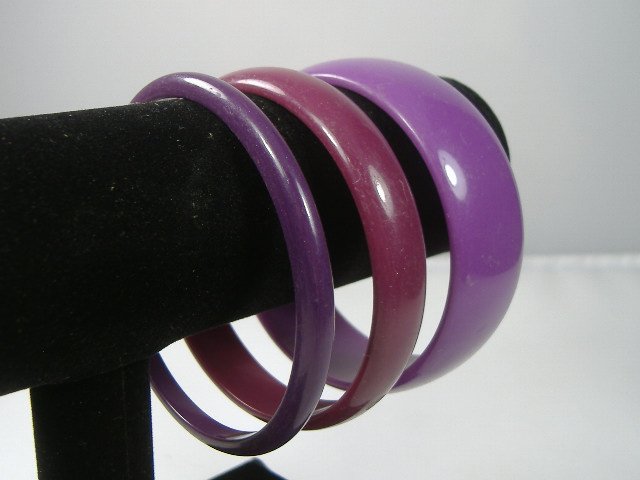 Set of 3 Vintage Lucite Bangle Bracelets: 3 Vintage Lucite Bangle Bracelets. Manufactured by Best Plastics of Providence RI in the 1970s. Measures approx. 2 3/4 inches at their maximum width