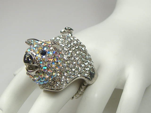 Crystalleria Little Piggy Stretch Ring: Will stretch to comfortably fit any size finger.