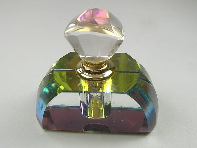 Murano MultiColor Iridescent Art Glass Light Iridized Pink Perfume Bottle Rare