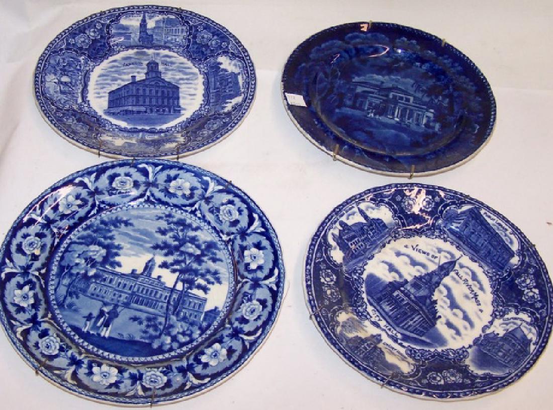 *4 HISTORIC BLUE AND WHITE PLATES (1 of 2)