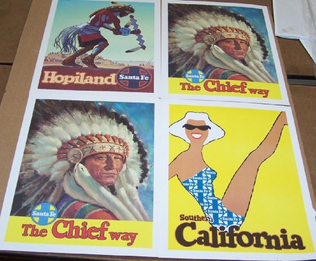 *4 UNFRAMED SANTA FE RAILWAY POSTERS (1 of 4)