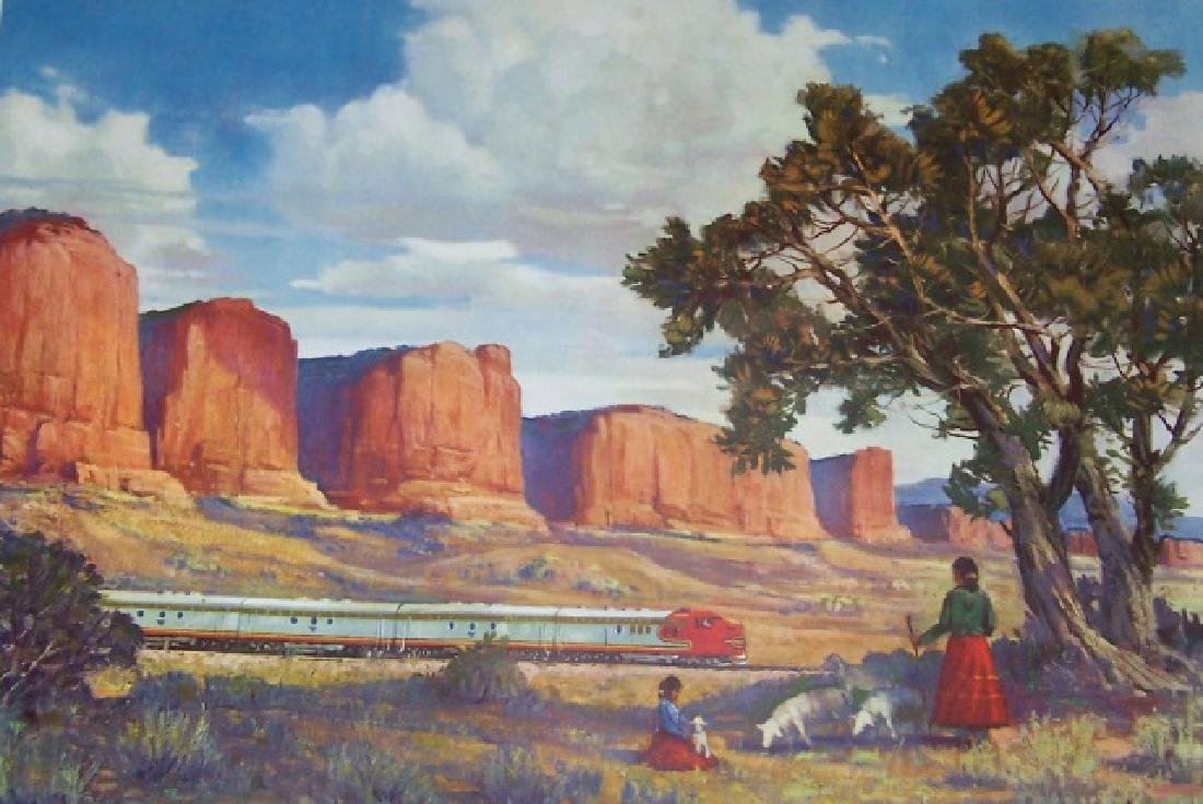 *2 UNFRAMED VINTAGE SANTA FE RAILWAY POSTERS (1 of 3)