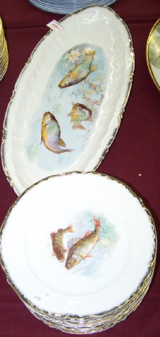 *11-PIECE AUSTRIAN PORCELAIN FISH SET (1 of 1)