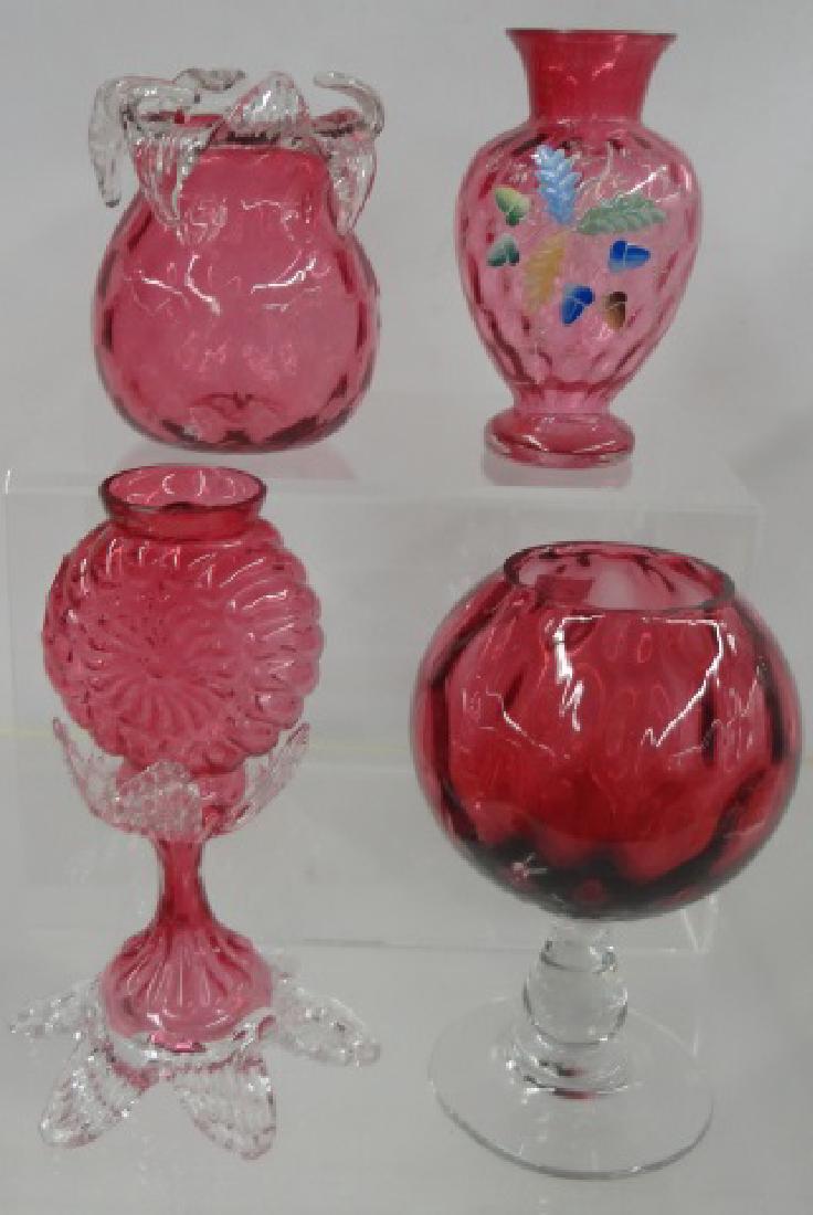 *4 PIECES OF VICTORIAN CRANBERRY GLASS (1 of 1)