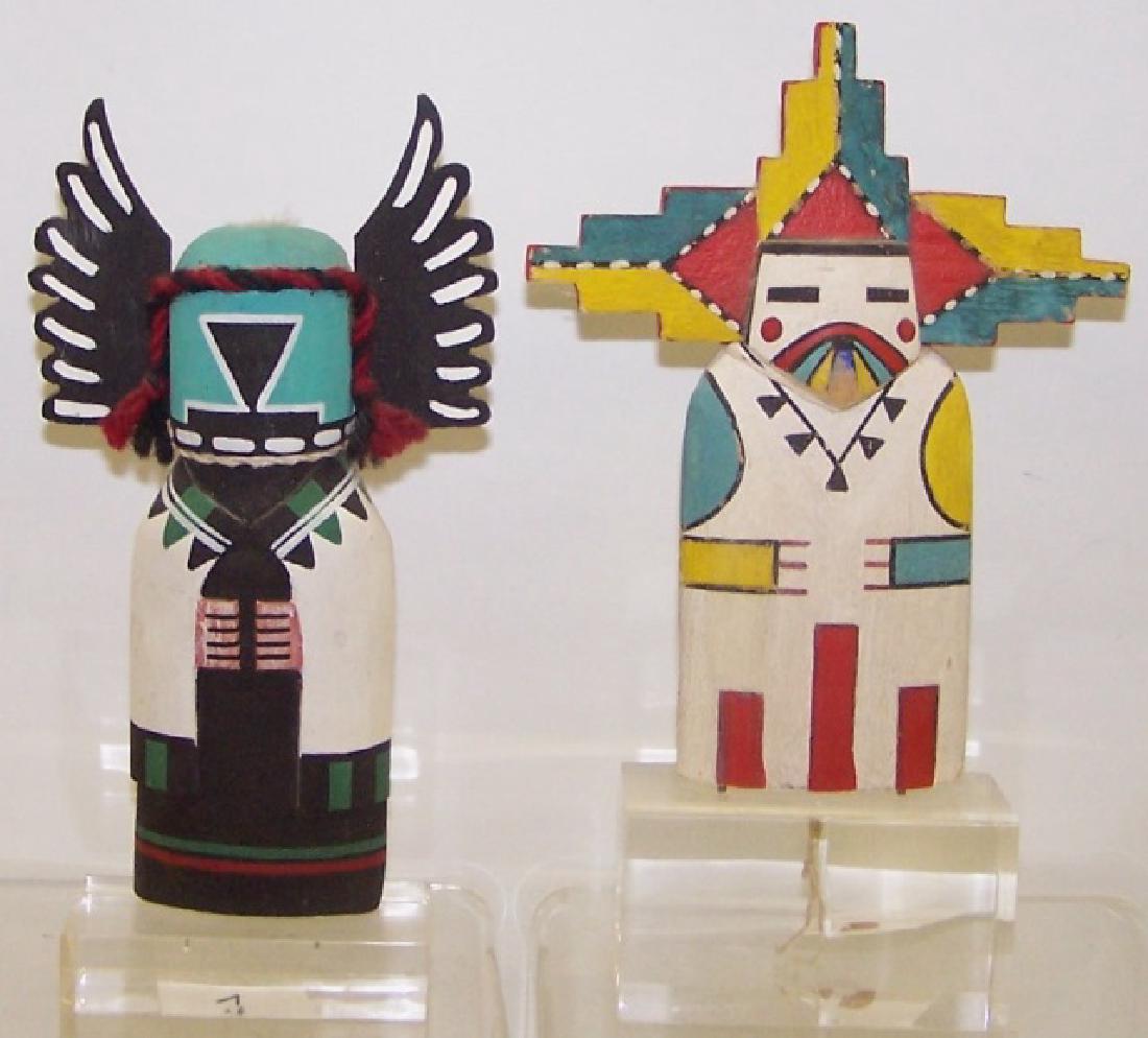 *2 MID-CENTURY CRADLE DOLLS: Angwusnasomtaqa, Crow Mother, including yarn, mounted, approximate height 7 1/2", width 4 1/4", and depth 1", and Hopi Salako Mana, mounted, approximate height 6 3/4", width 5 3/8", depth 1 1/2". Lots