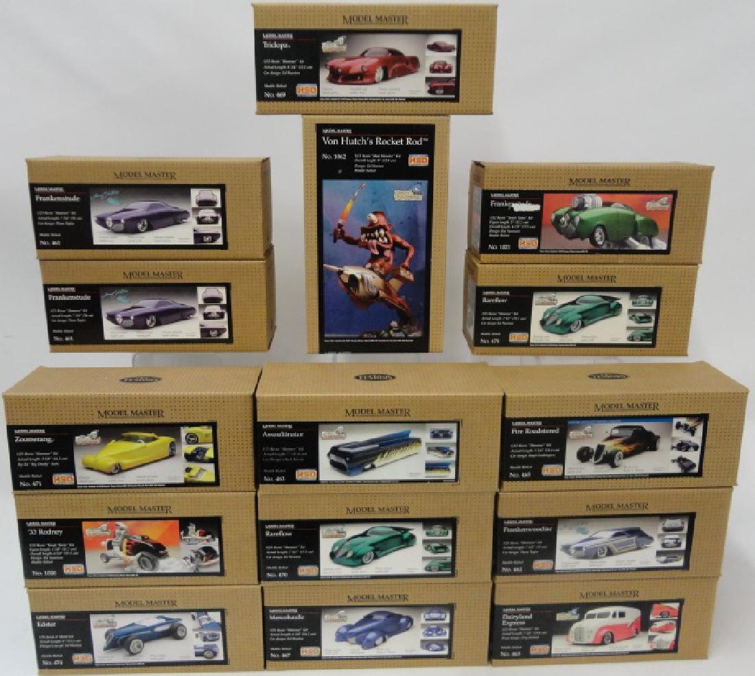 *15 TESTORS/JIMMY FLINTSTONE RESIN KITS: Multimedia kits of custom cars and characters, in original boxes.