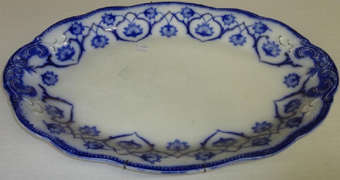 *19TH C. FLOW BLUE PLATTER: Approximately 12 3/4" x 18 1/4".