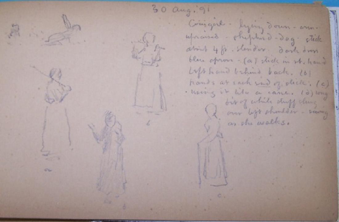*ROBINSON, THEODORE: (1852-1896 American) Sketchbook with 12 drawings, none signed, approximate book size 4" x 6 ®". Provenance: Formerly from estate of Olive Antes of Evansville, Wisconsin.