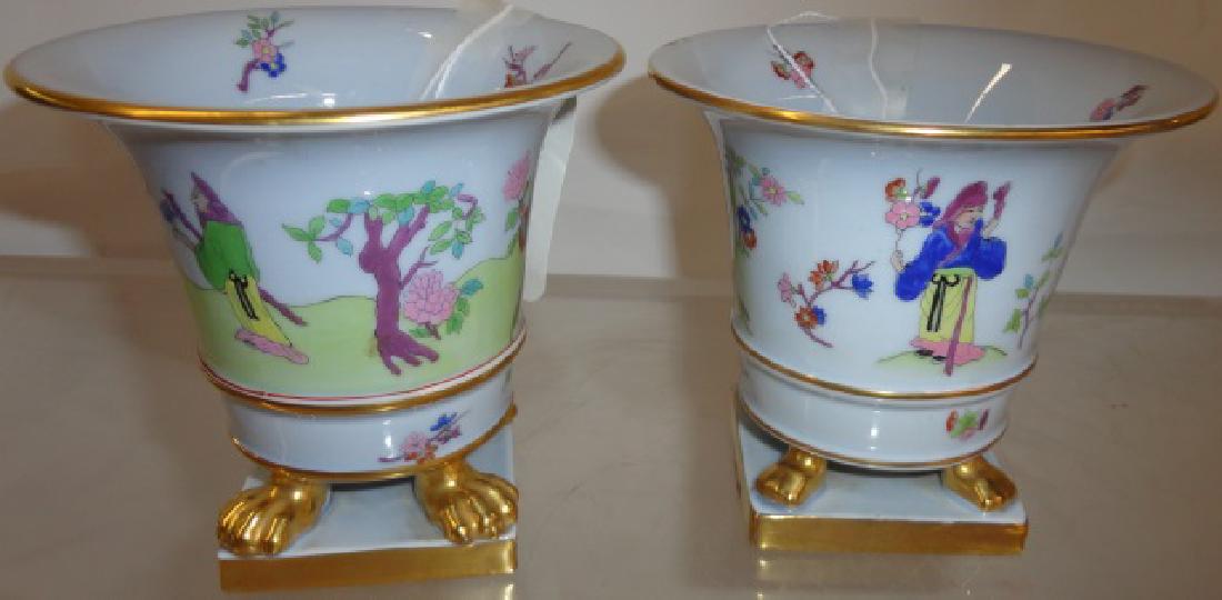 PAIR OF HEREND PORCELAIN URNS (1 of 3)