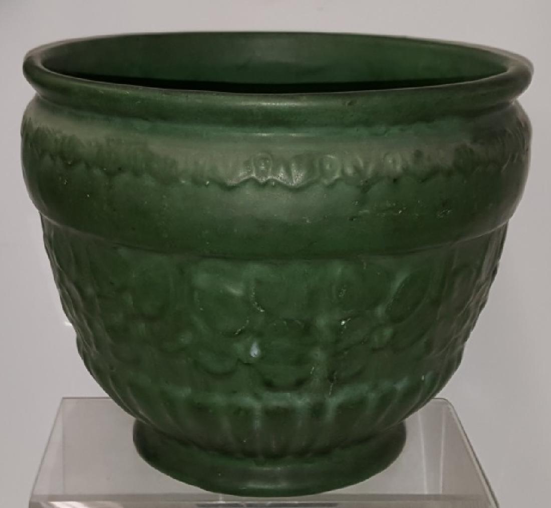 TECO STYLE ART POTTERY JARDINIERE: Approximate height 8 3/4", diameter 10 1/4".