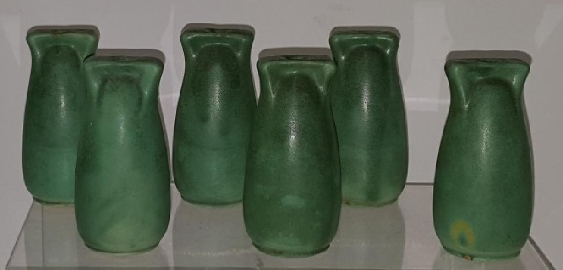 *6 TECO ART POTTERY VASES: Approximate height of each 3 1/4".