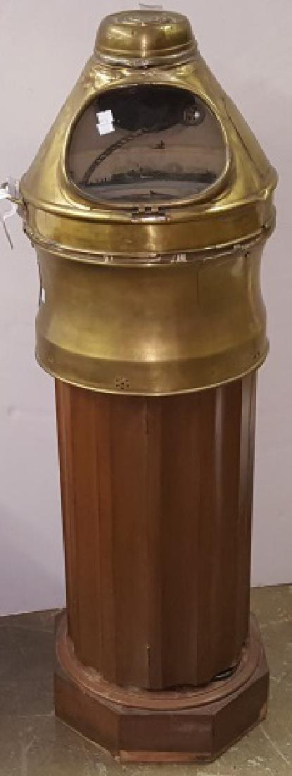 *19TH C. SHIP'S BINNACLE: Having brass and wood frame, marked "London EC3", approximate height 50".