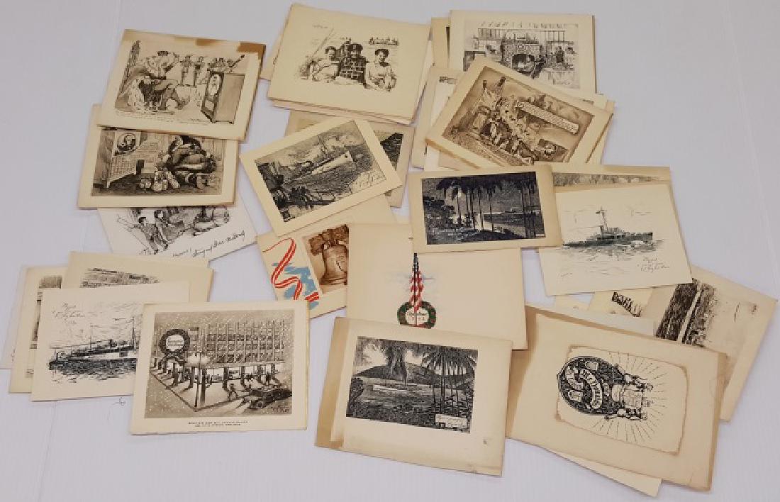 *NUYTTENS, JOSEPH PIERRE: (1885-1960 American) Group of unframed works including 10 etchings created as Christmas cards for Inez and Gene McDonald featuring their boat the Mizpah, together with several etchings for Zenith Corp
