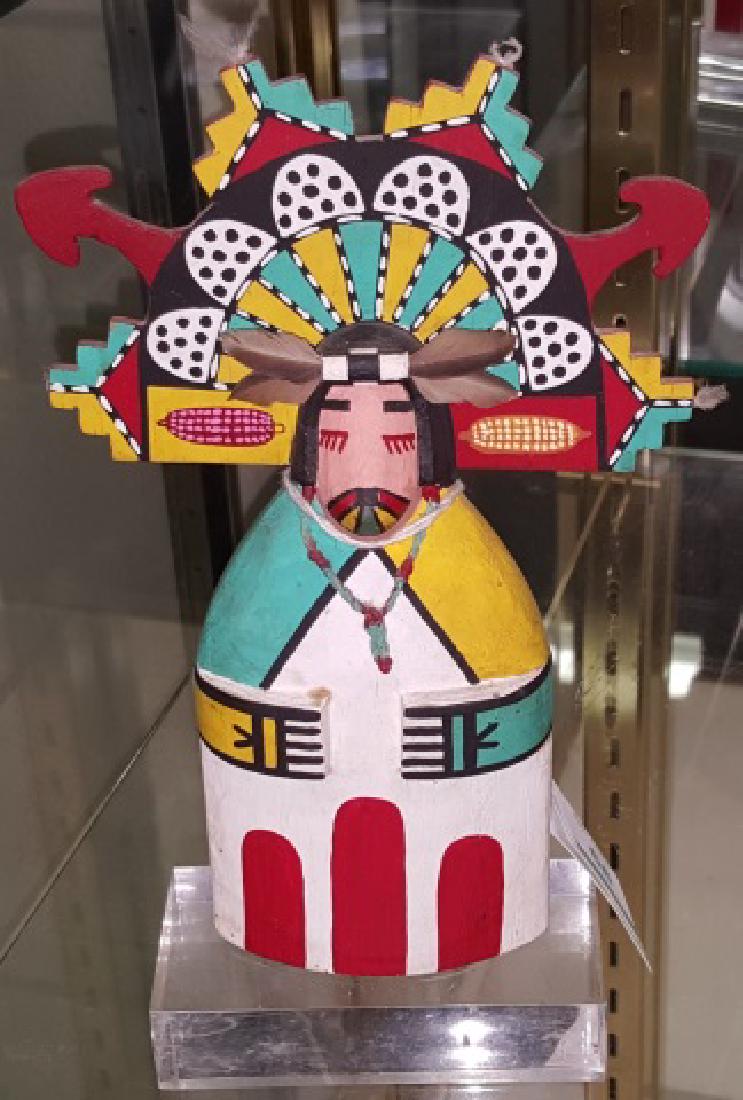 NATIVE AMERICAN CRADLE DOLL: Approximate height with stand 8 3/8".