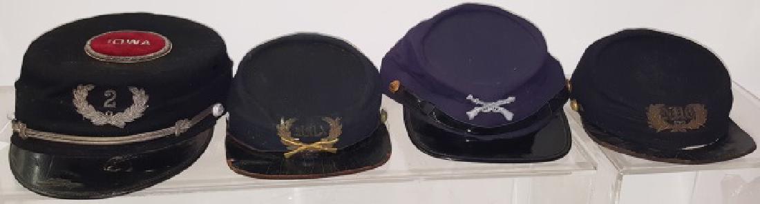 GROUP OF 4 MILITARY CAPS: 1 marked "Iowa 2".