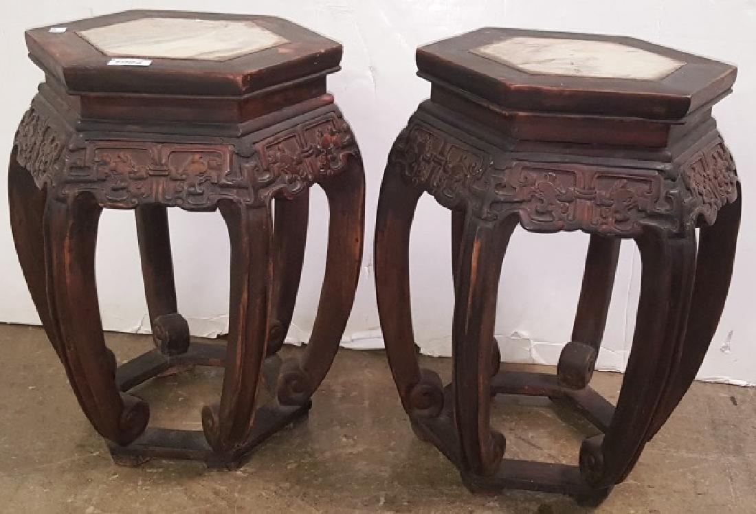 *PAIR OF CHINESE CARVED WOOD STANDS (1 of 2)