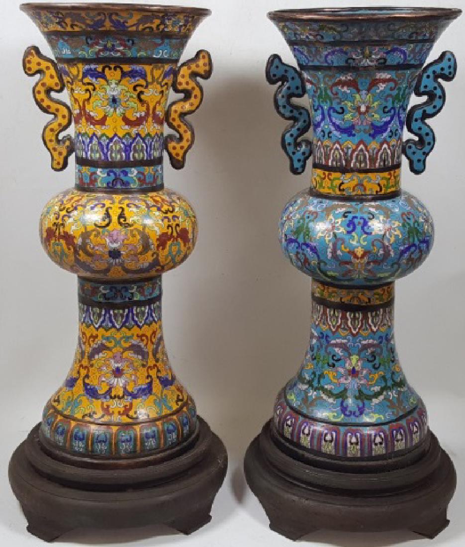 *PAIR OF CHINESE CLOISONNE VASES (1 of 4)