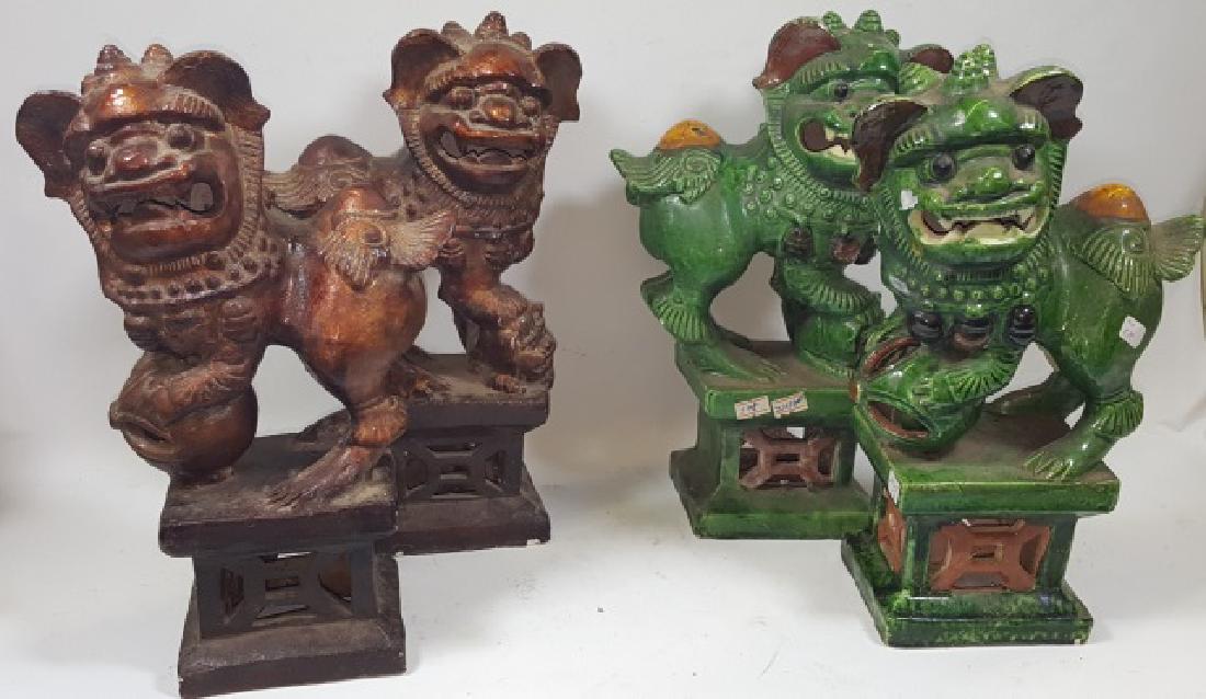 *2 PAIR OF CHINESE CERAMIC SCULPTURES (1 of 2)